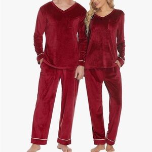 Ekouaer Pajama Set Velvet PJs Set for Men and Women